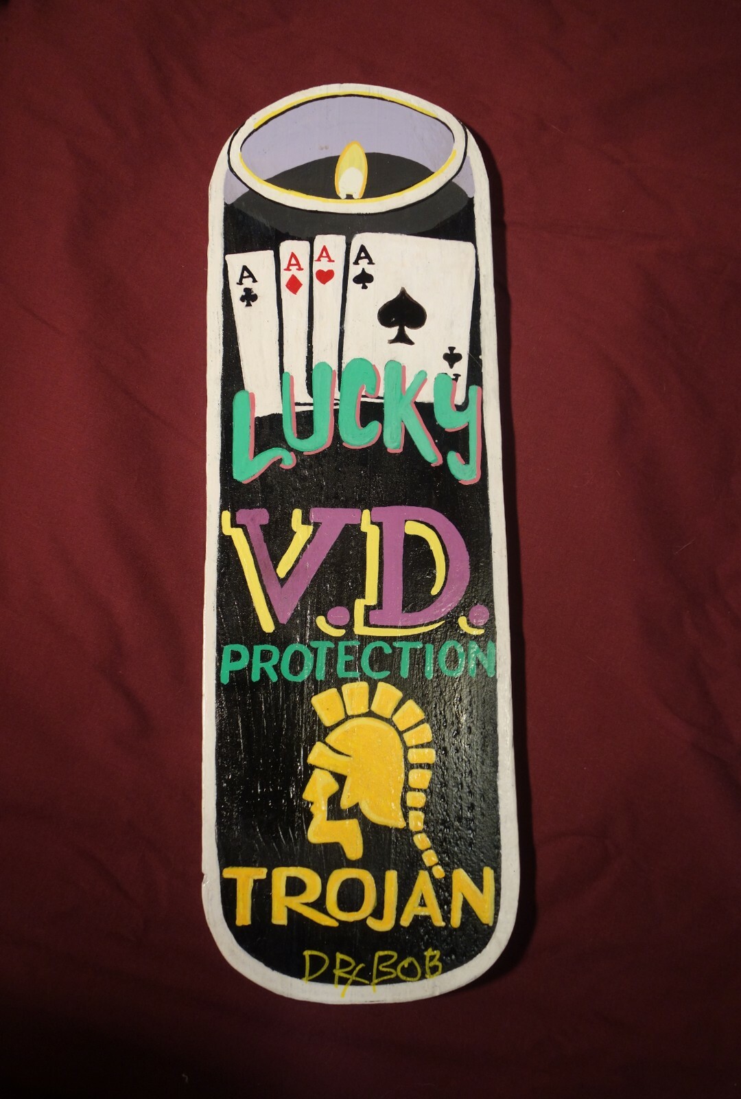 PRAYER CANDLE PAINTING VD Protection! New Orleans Louisiana Folk Art by DR. BOB
