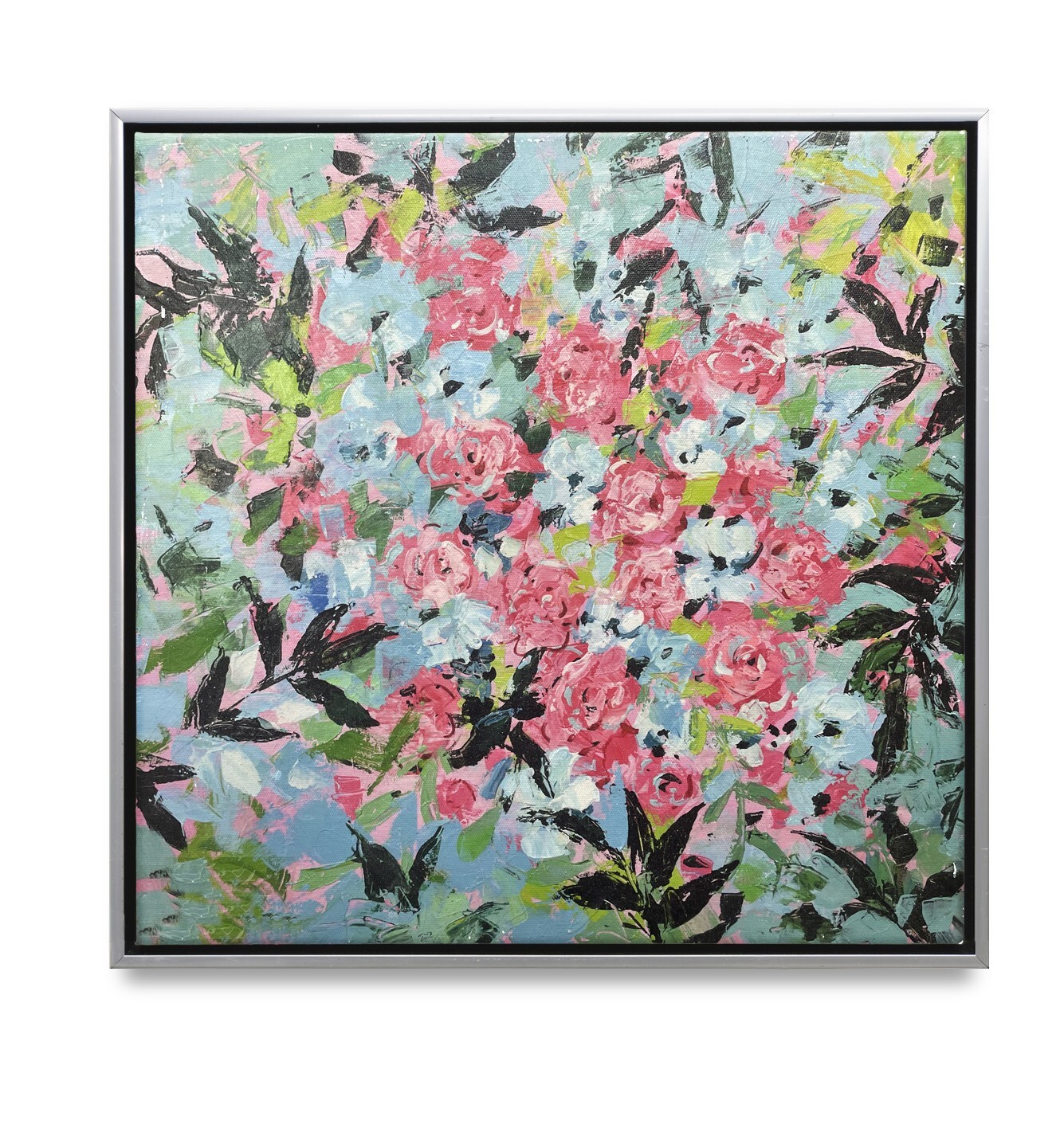Hungryartist -Flowers Giclée on Canvas 16×16 Framed