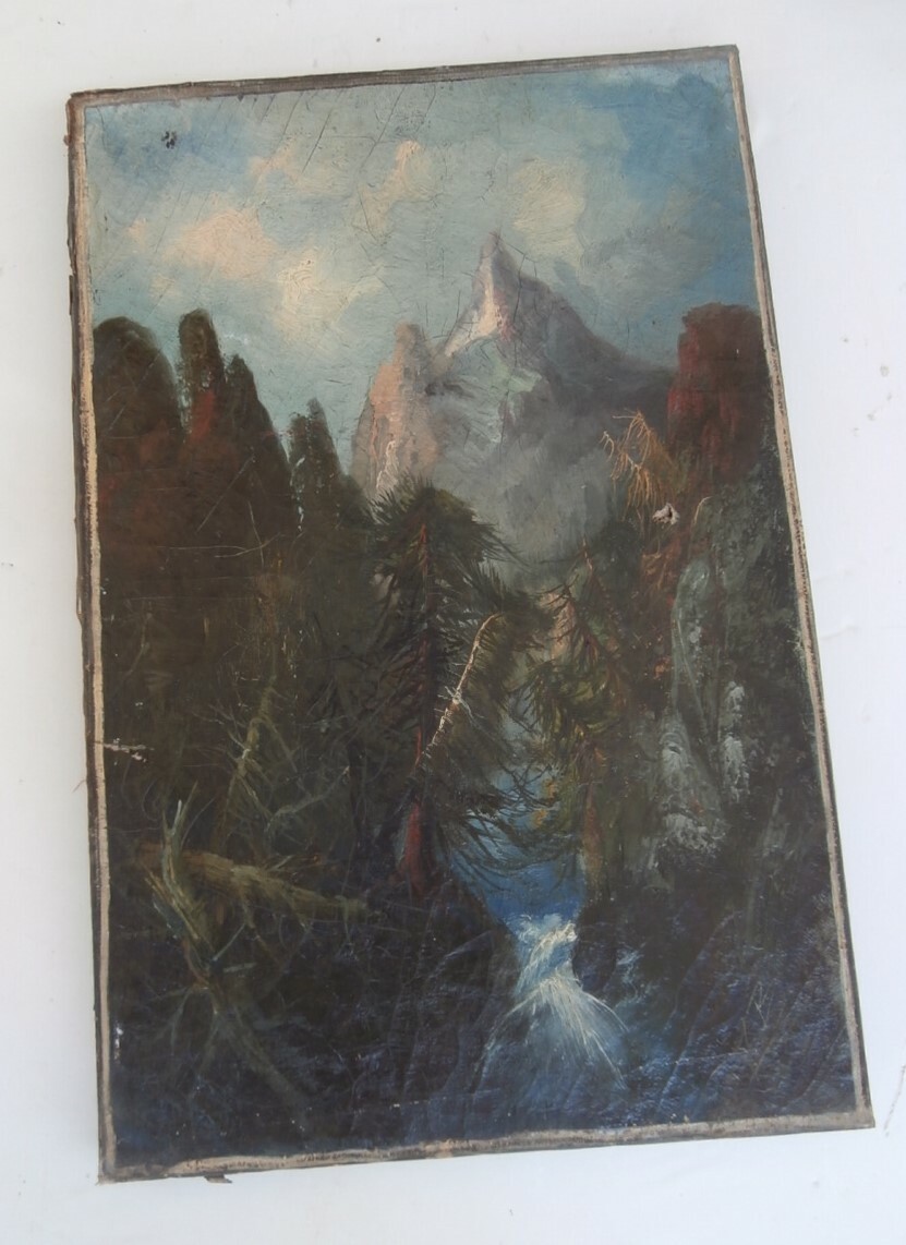 1860s Artist SIGNED «FB» 19th C. PAINTING Frederick Butman ROCKY MOUNTAIN SCHOOL