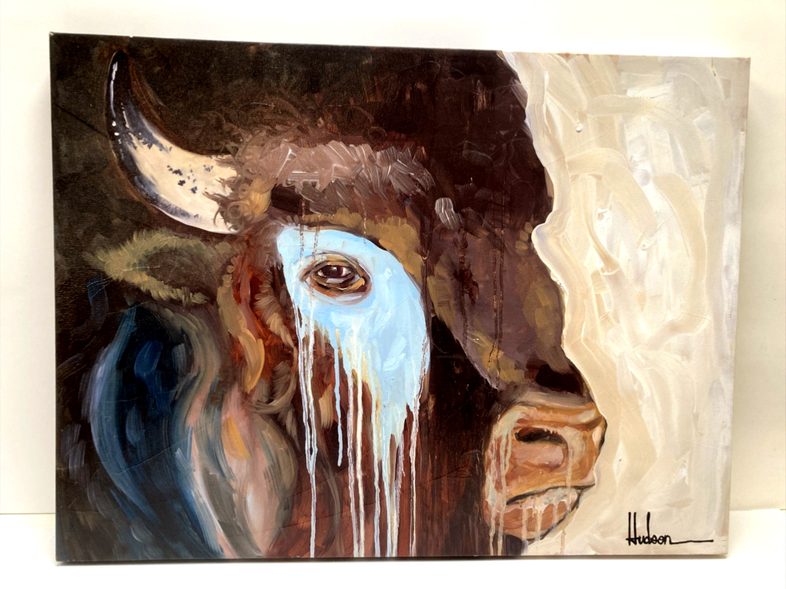 «Head of an American Buffalo» by Hudson Canvas Wrap Painting 2015