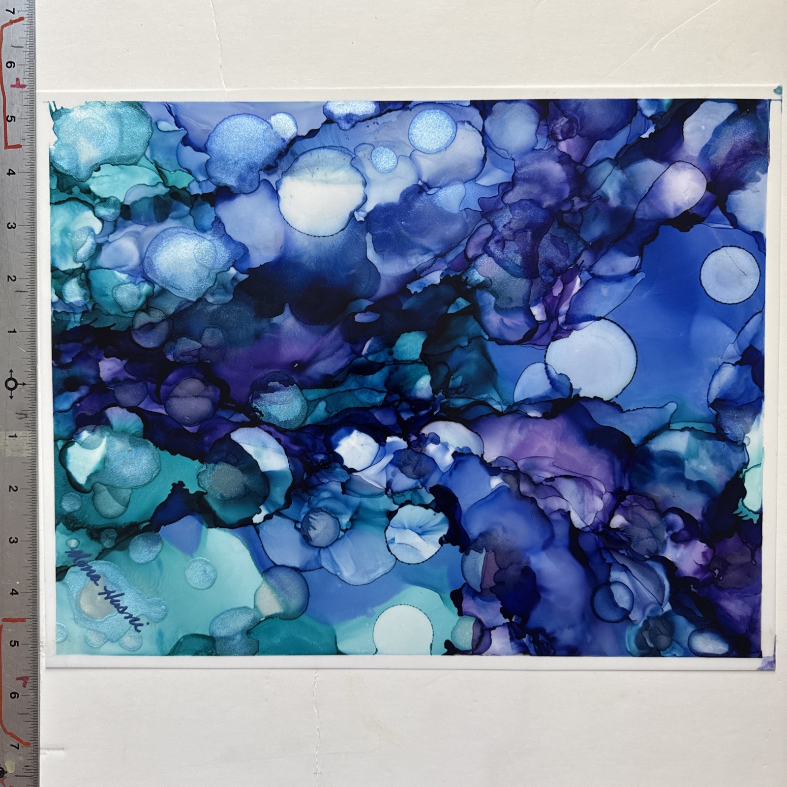 Beautiful , Unique , Original Hand Made -Alcohol Ink Painting on Plastic Resin
