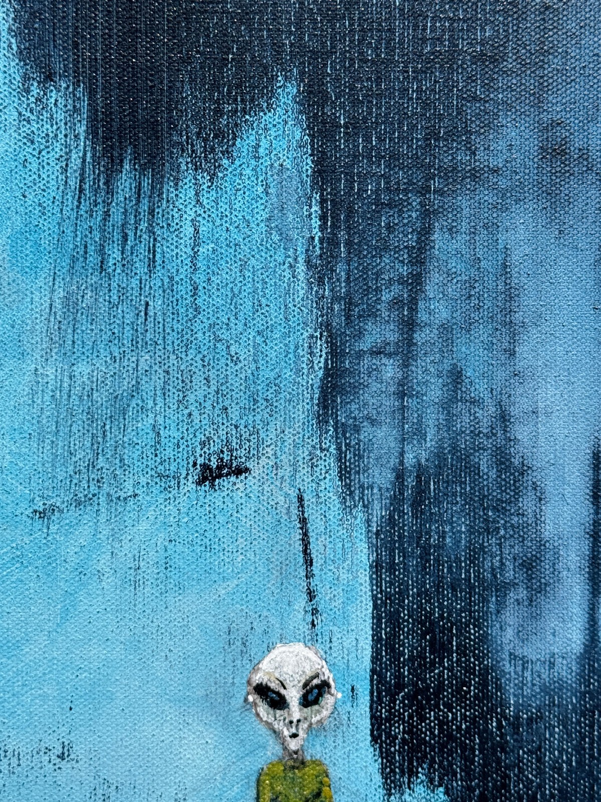 Alien Painting of Space Alien Art Outer Space Artwork Canvas Painting Original