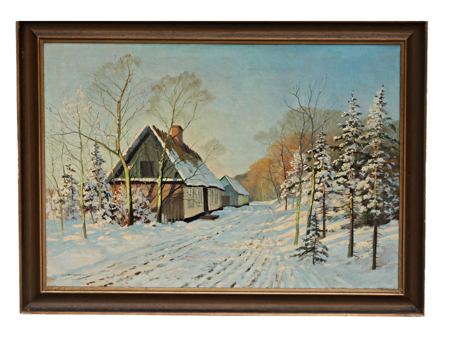 Oil On Canvas Signed Carl Wennemoes (1890-1965) Winter Landscape Framed OOAK