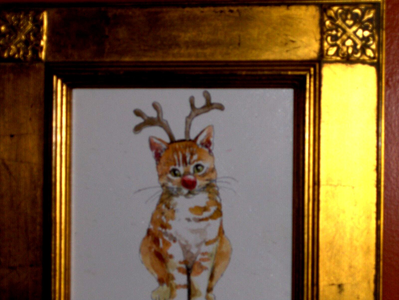 LOVELY Cat Winter Joy Celebrations Signed Betti Grove Giclee Painting Canvas