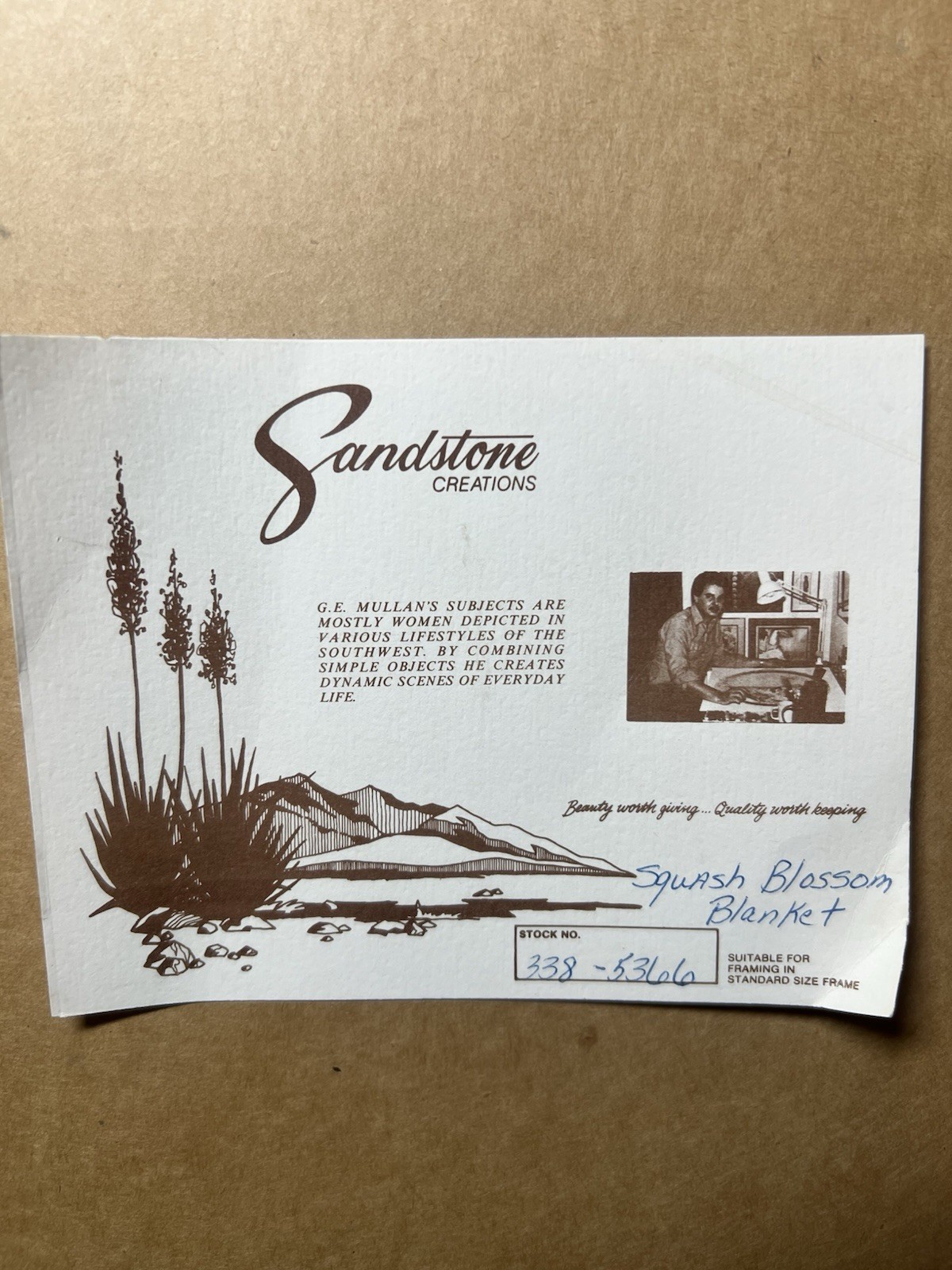 G.E. Mullan Sandstone Creations-Squash Blossom Blanket Painting stock #338-5366
