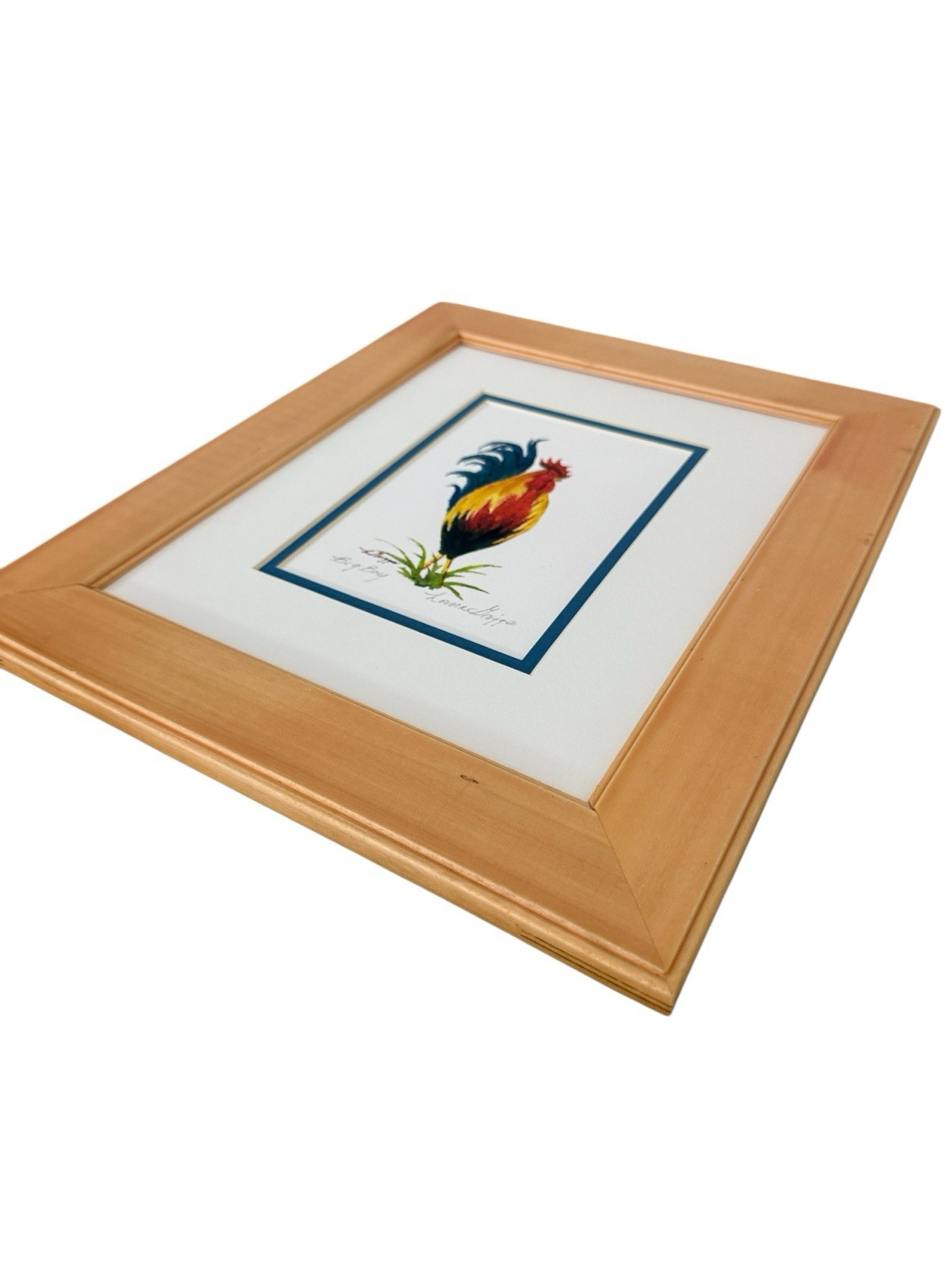 Signed Original Rooster Watercolor Framed – Tropical Island Gallery Art