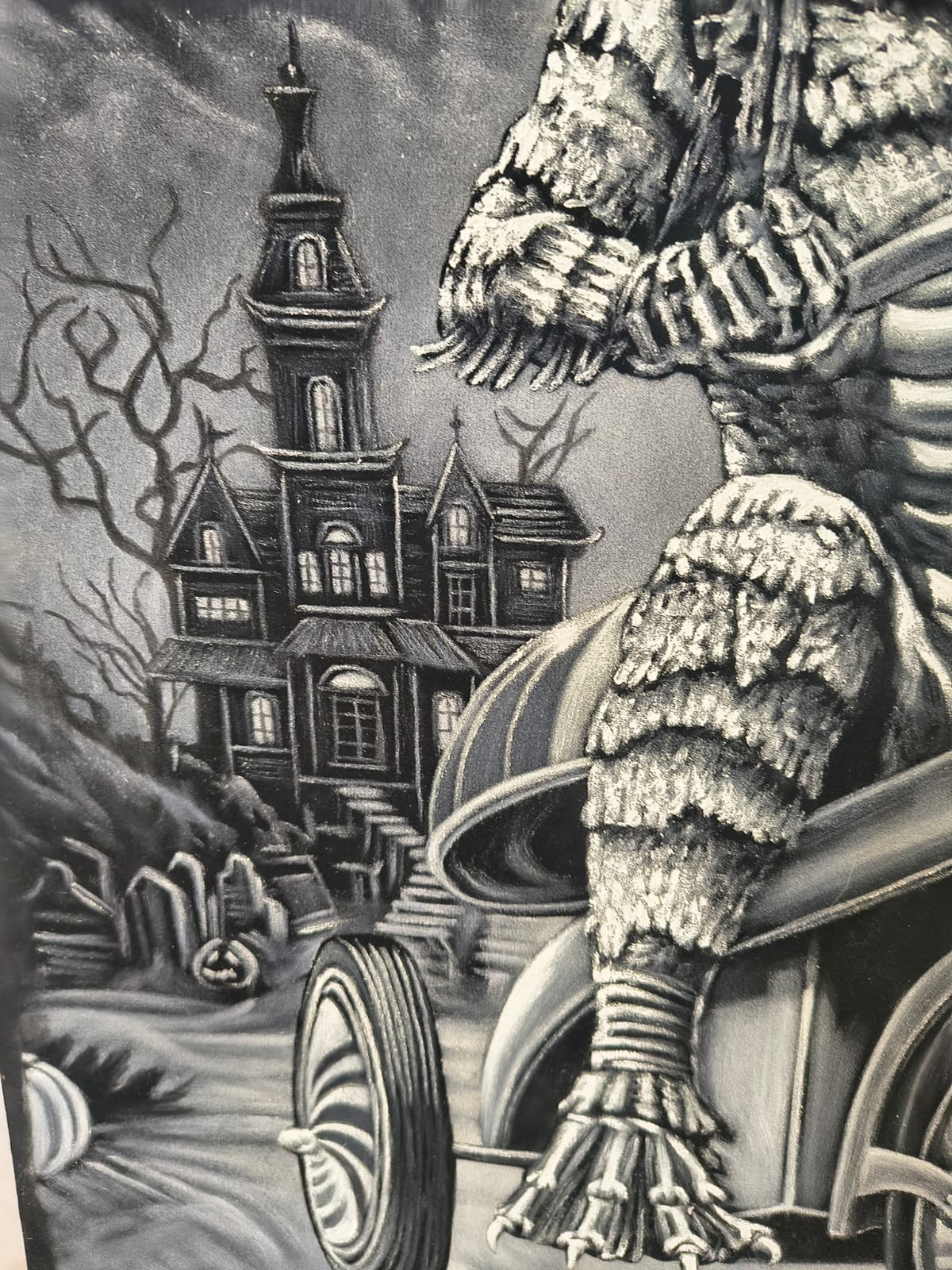Creature from The Black Lagoon Bizarre Monster Black Velvet Painting Fine Art