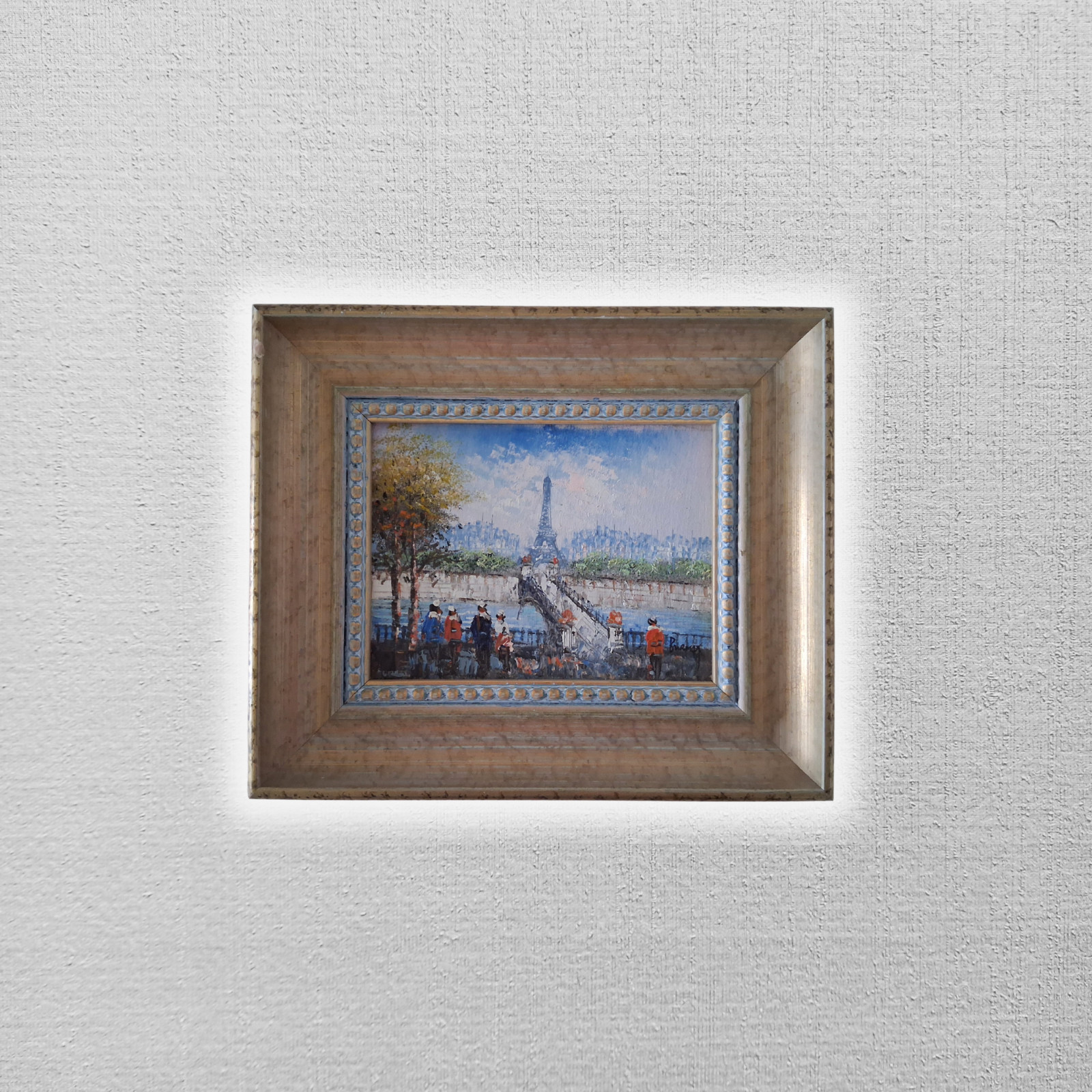 CAROLINE C. BURNETT | Figurines/Eiffel Tower/Paris | ORIGINAL Oil Painting on Cardboard