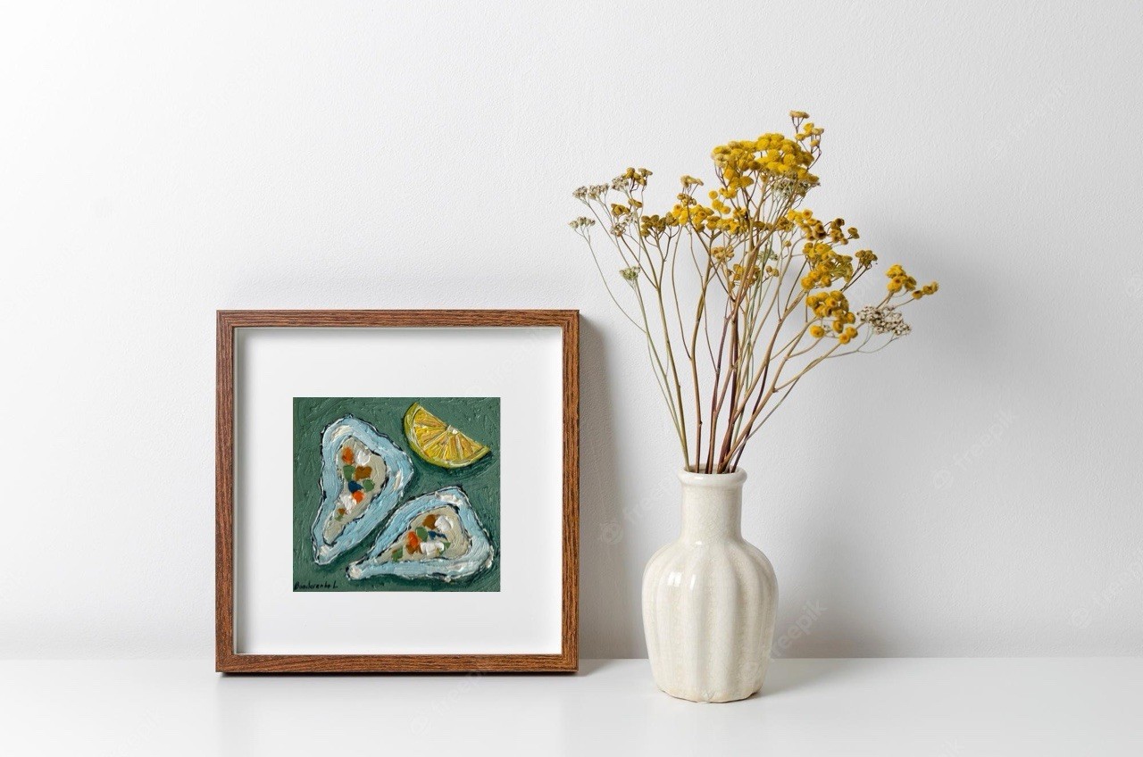 Oyster Painting Seafood Art Still Life Kitchen Wall Art Oyster Art Food Painting