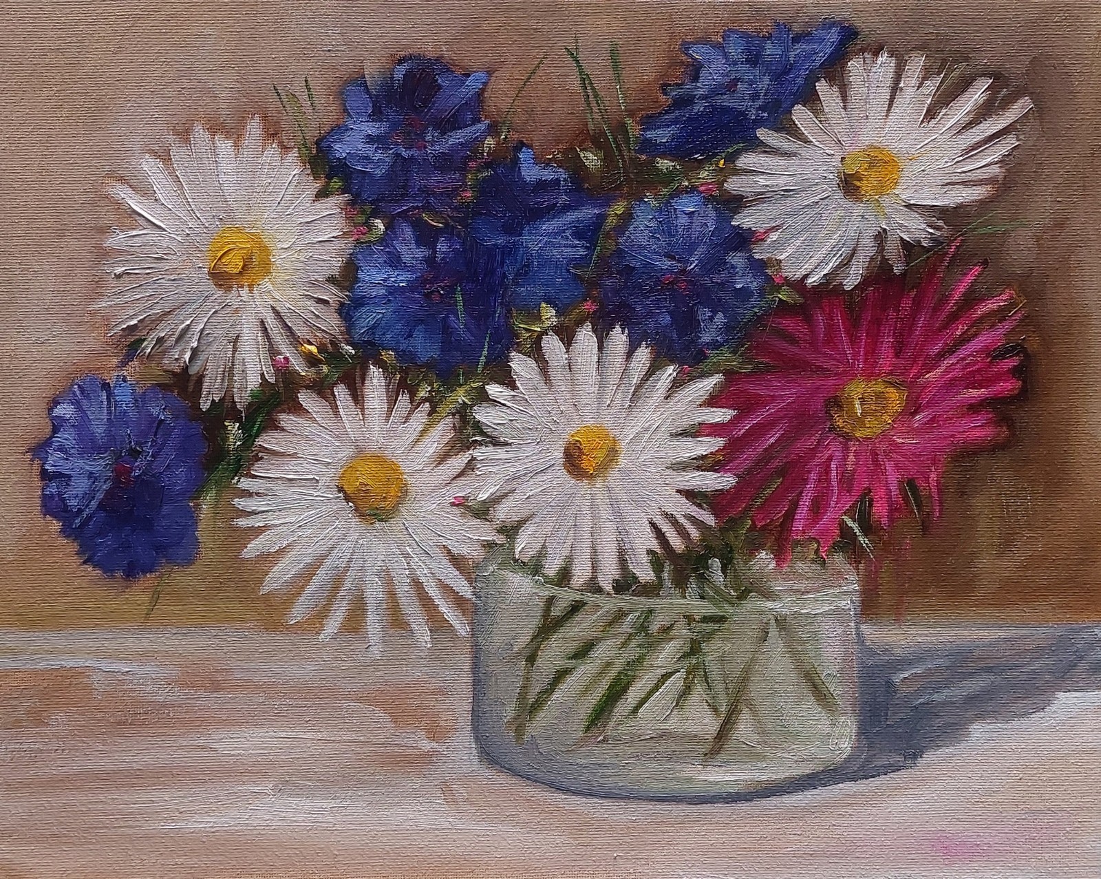 Oil original painting on canvas size 14×11 inches Garden flowers
