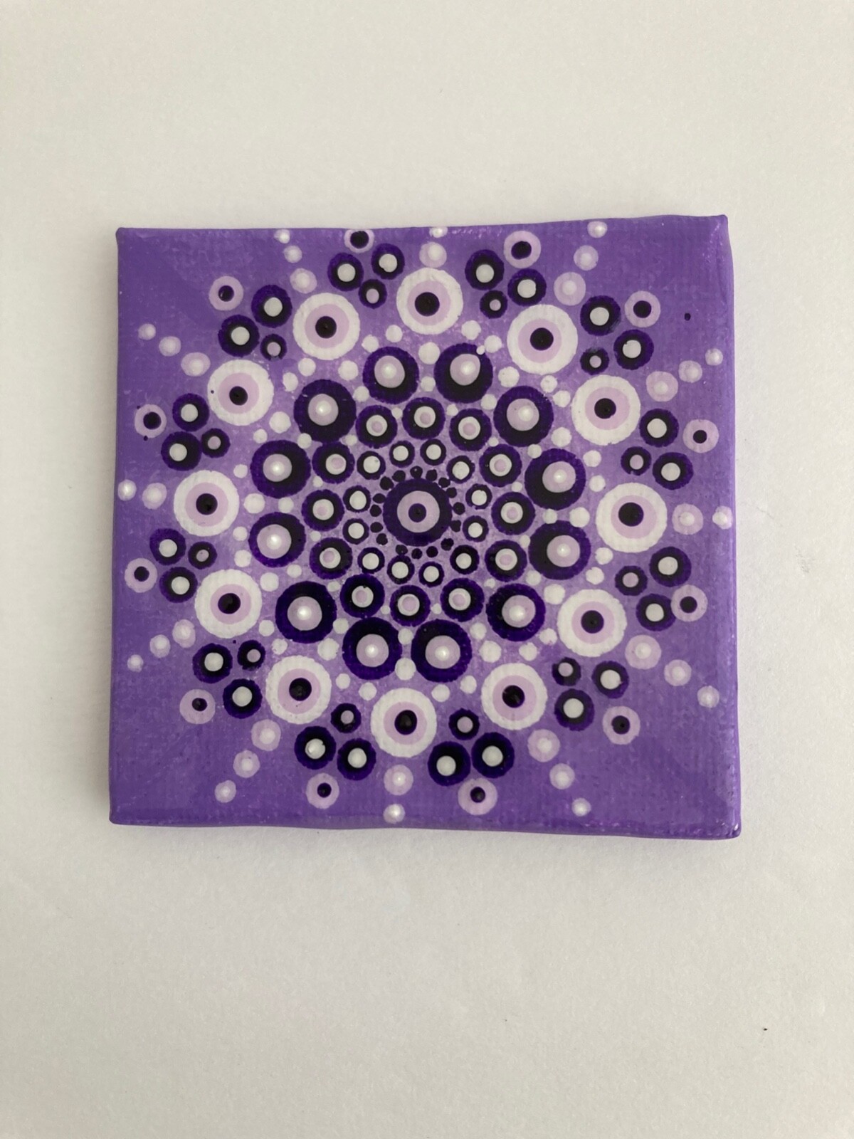 Mandala on Square Canvas Magnet, Purple Lavender and White