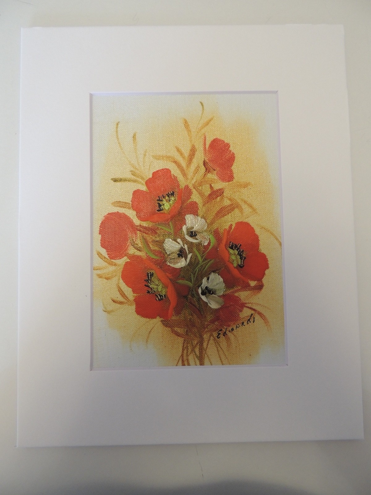 Flower Bouquet Red Poppies and White Daisy Matted by Edwards (AW011)