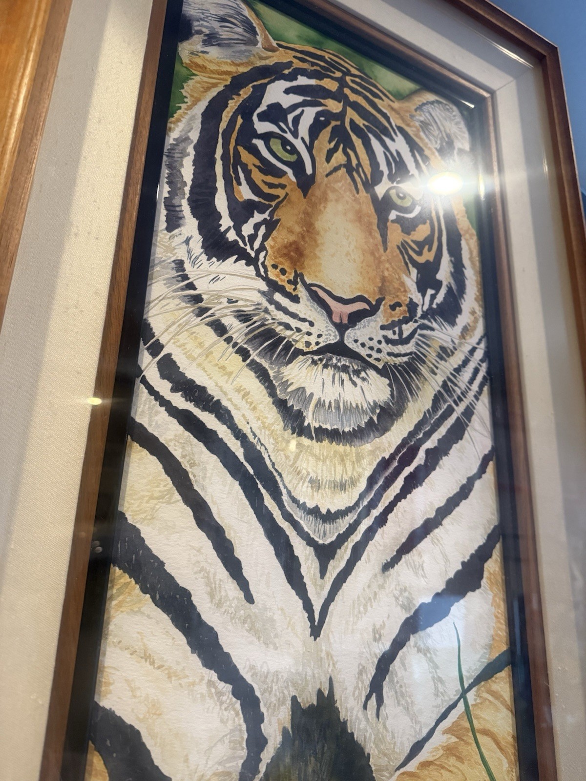 Hand painted Tiger Watercolor Framed And Matted Signed One Of A Kind