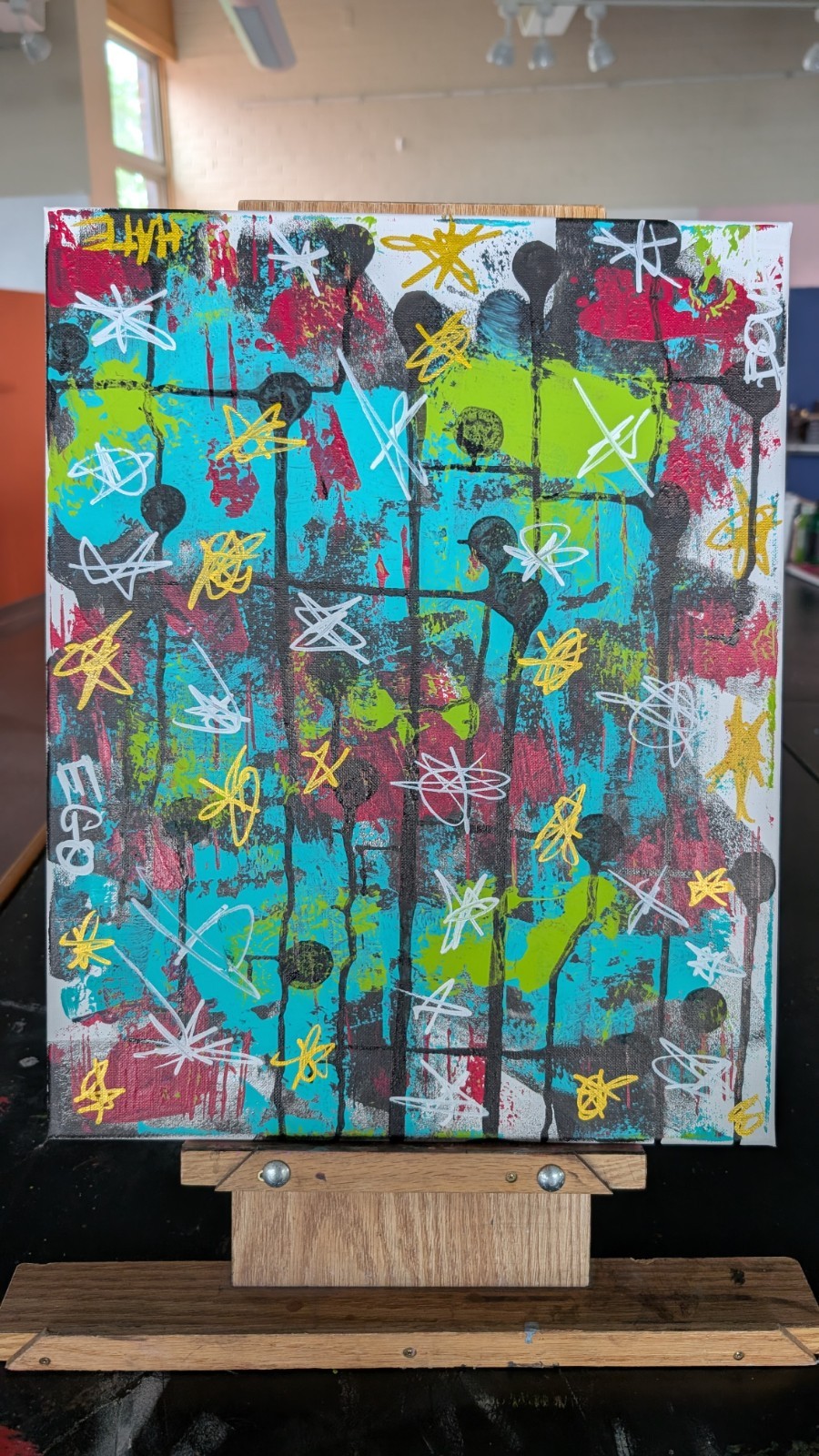 Abstract Graffiti Street Art Painting on Canvas, Unframed, Single Piece