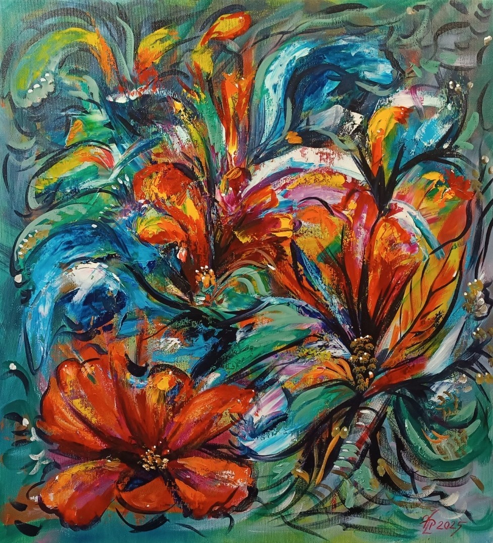 original oil painting CANVAs contemporary ART modern by Vlad Pronkin 2025 FLOWER