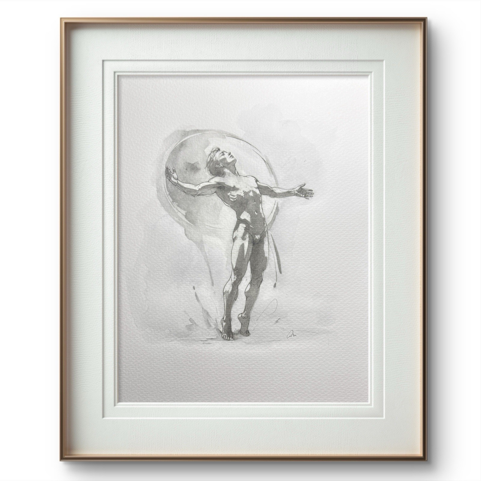 Original 8×10 Male Classical Figure Portrait Watercolor Painting On Heavy Paper