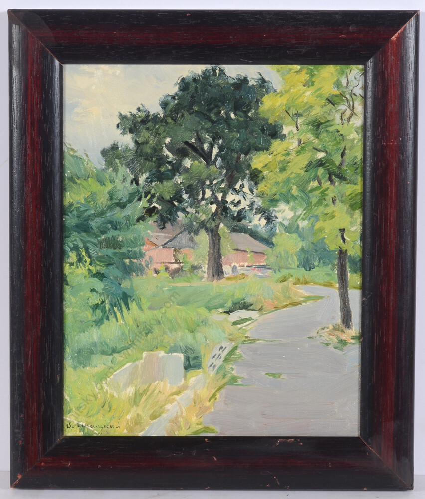 Vladimir Sinitski (1896-1986) «House in Park», Oil Painting, 1950s