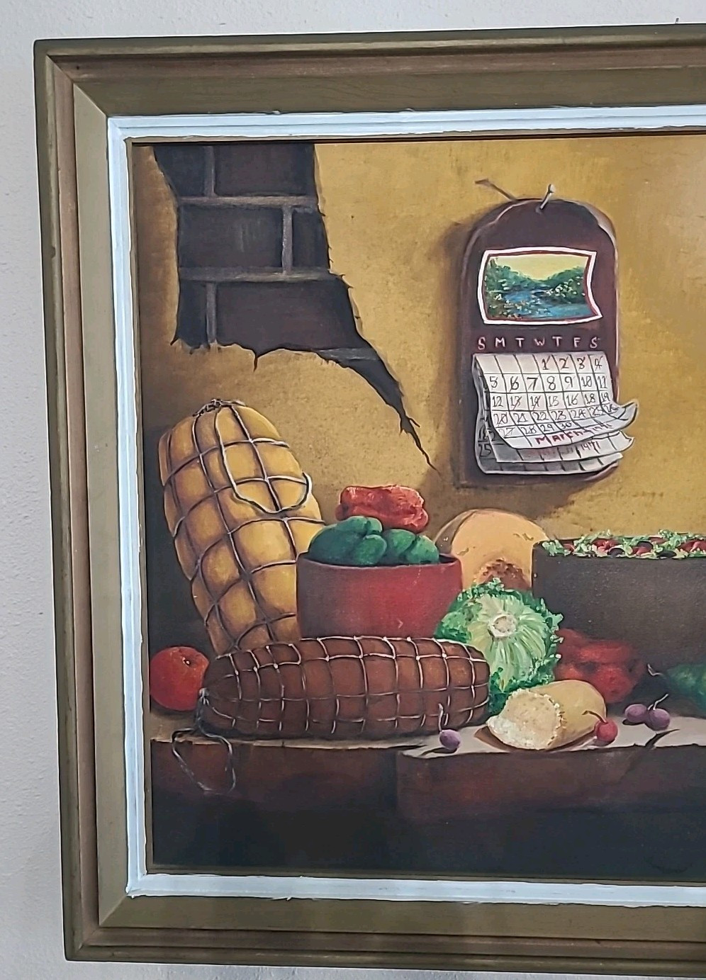 Vintage New York Prison Art 1971 Still Life Supper Charles Hoppe Painting Large