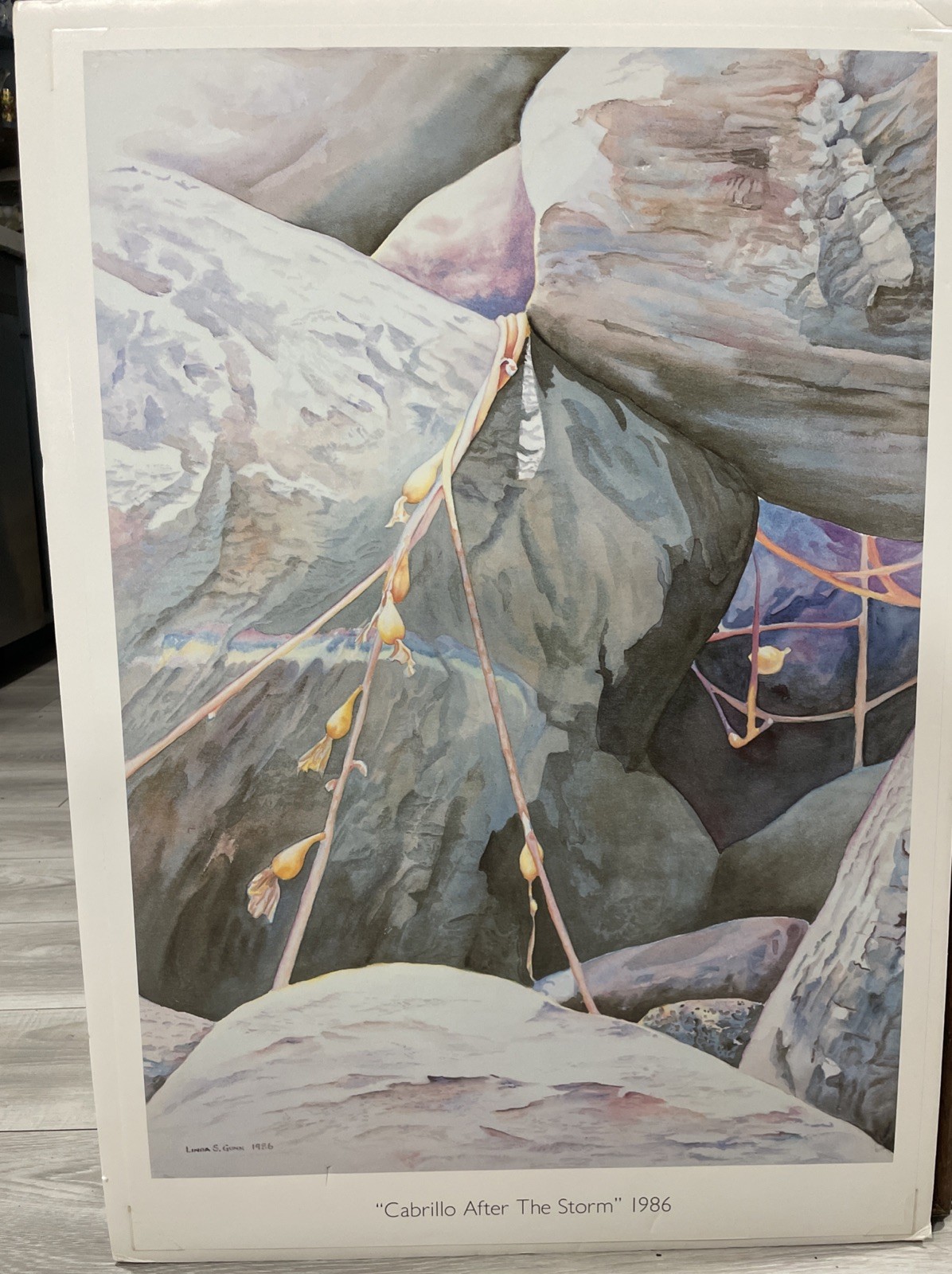 Cabrillo «After The Storm»1986 California Signed Linda Gunn 28.5″X20»