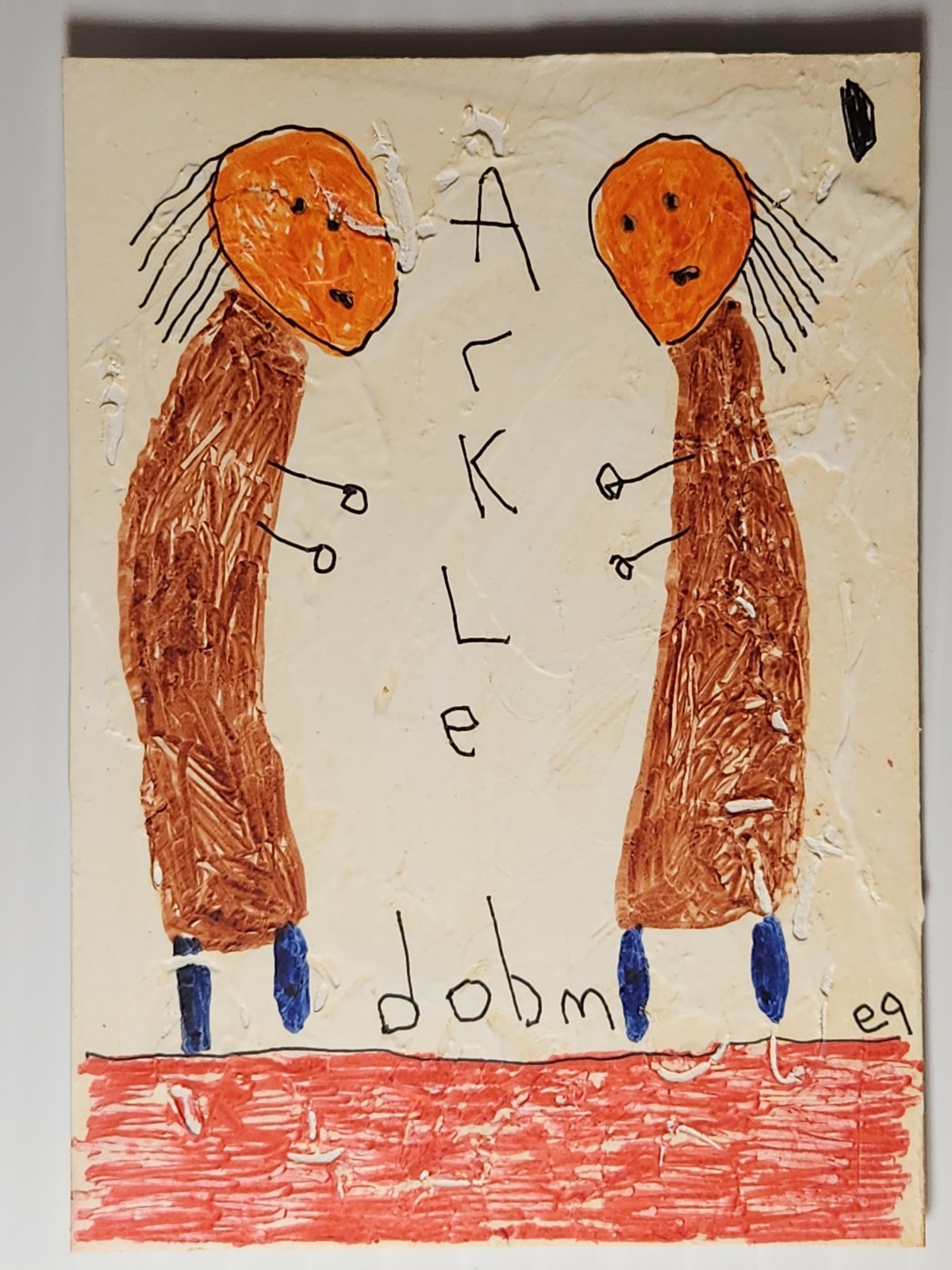 e9Art ACEO two child-like women outsider art brut naive