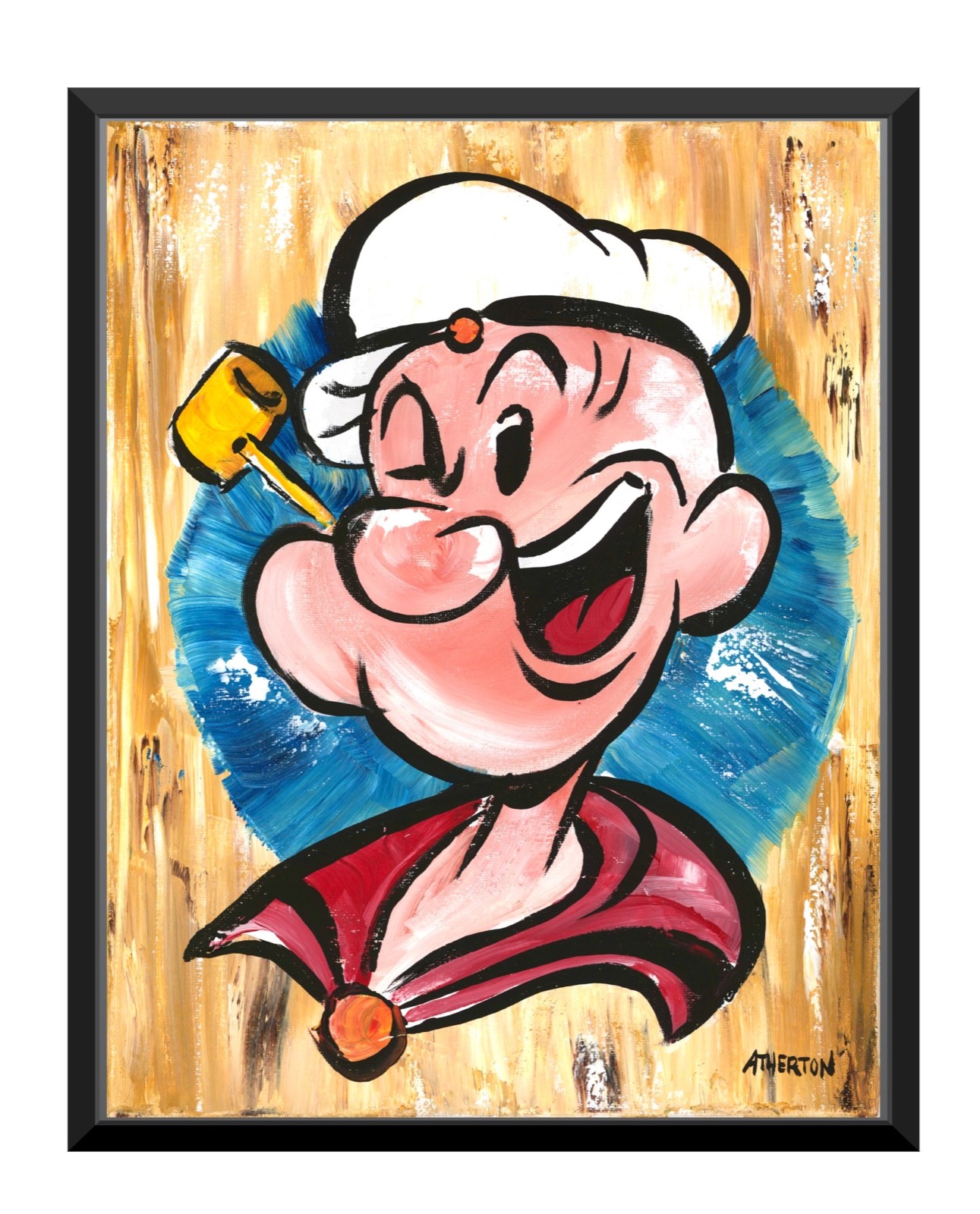 Original 11×14 Sailor Cartoon Inspired Painting Acrylic Pop Art Strongman Popeye