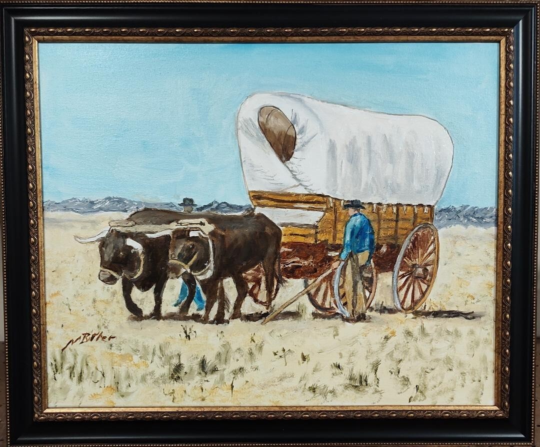 Original Western Oil Painting «Crossin’ the Prairie» by Marc Bitler