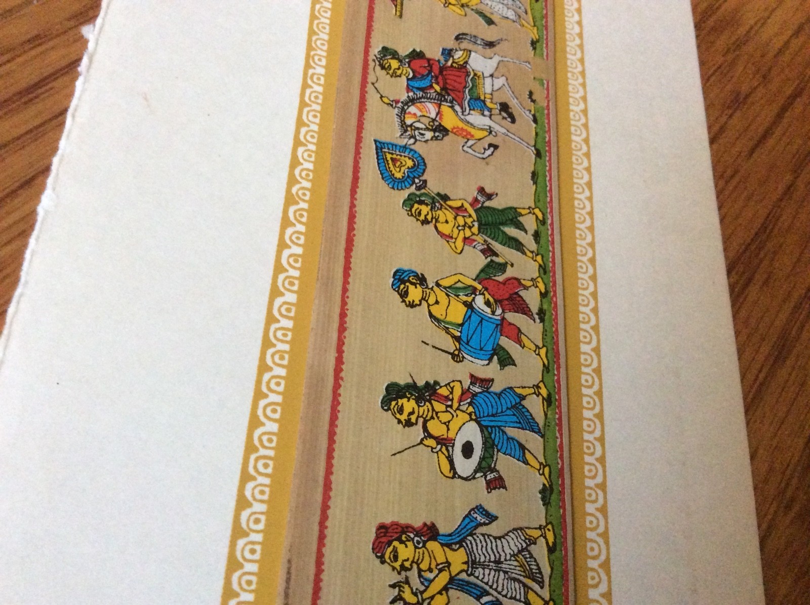 Asian handmade painting dry banana leaf Christmas King wedding trumpet band VTG