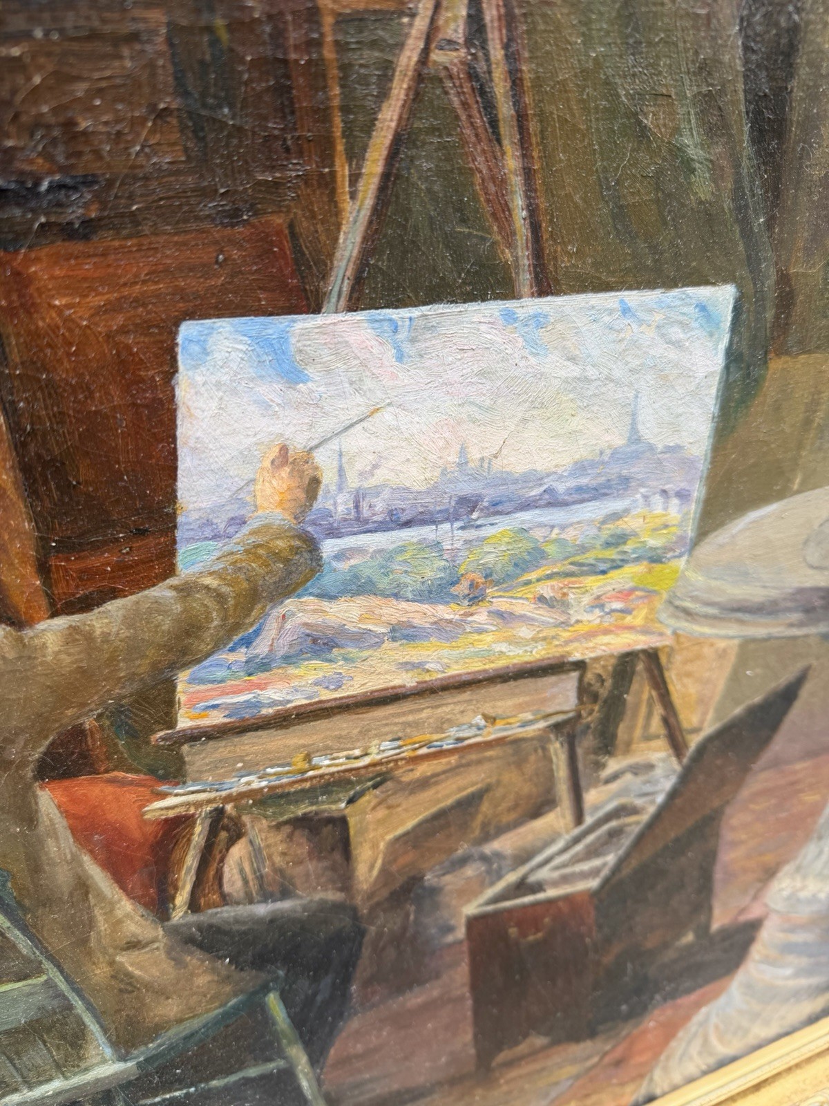 Nicely Executed Impressionist Oil Painting Turn Of The Century Signed On Back
