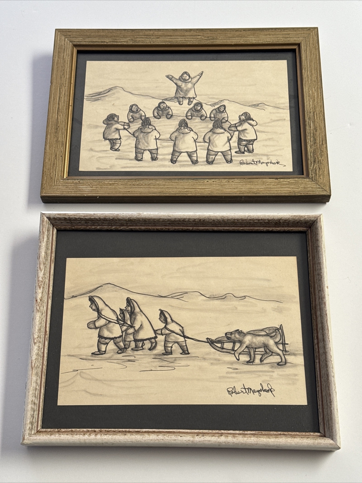 Robert Mayokok Drawing Lot Of 2 Native American Indian Tribal Portrait Listed