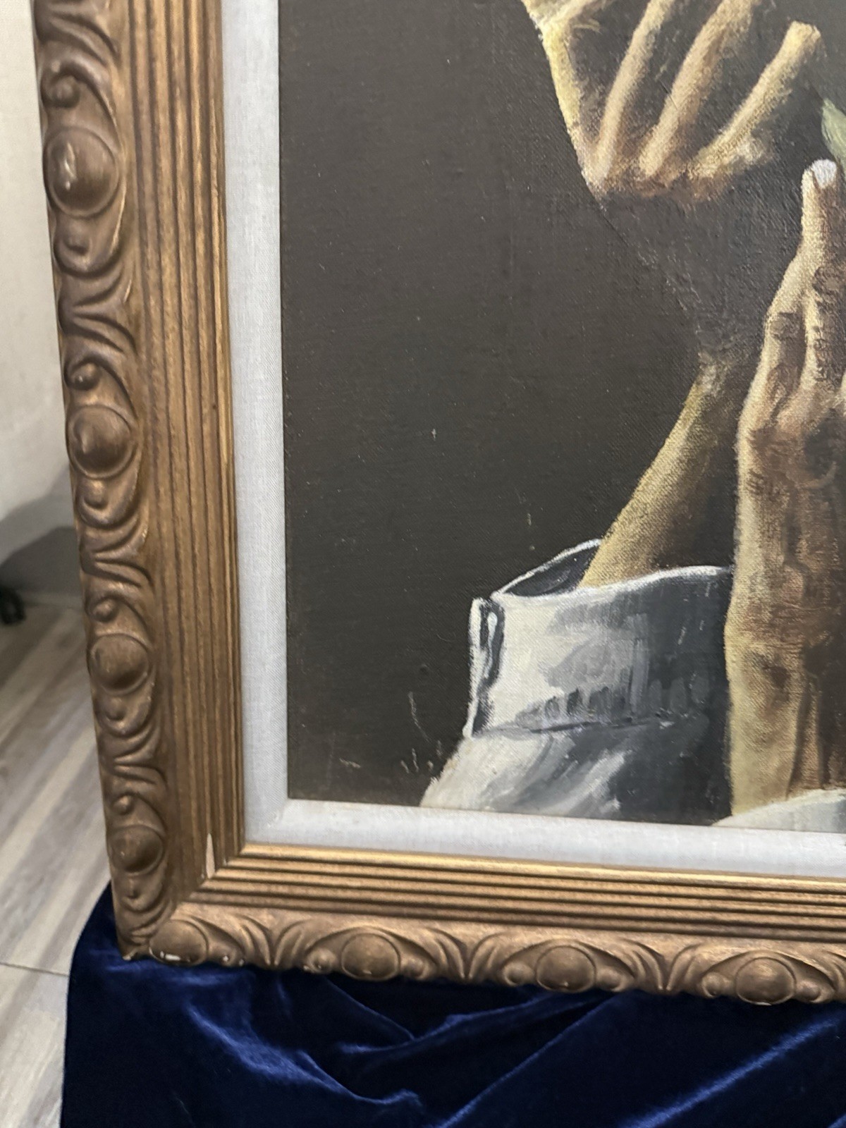 Signed Wm. A. Lambert Original Oil Painting Jewish Rabbi Blowing Shofar Judaica