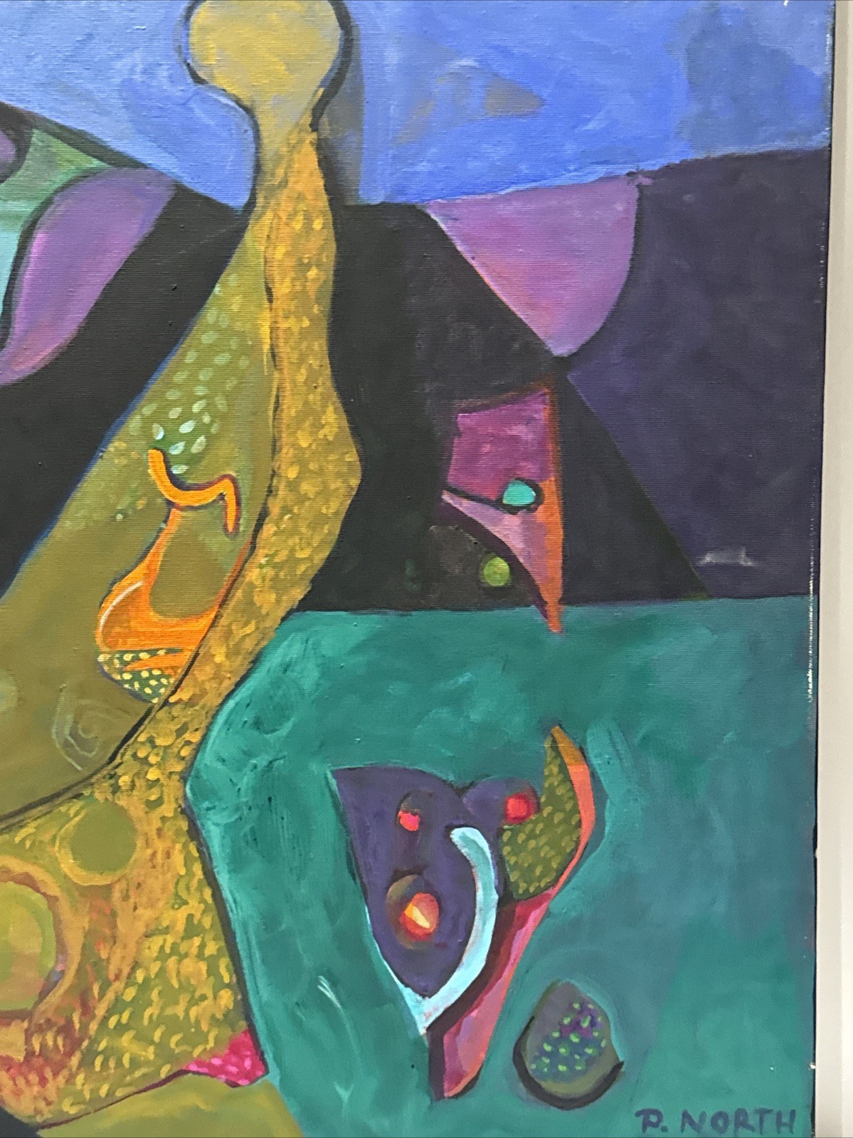 ABSTRACT PAINTING VINTAGE PHILIP NORTH CUBIST CUBISM FIGURES ORIGINAL High Noon