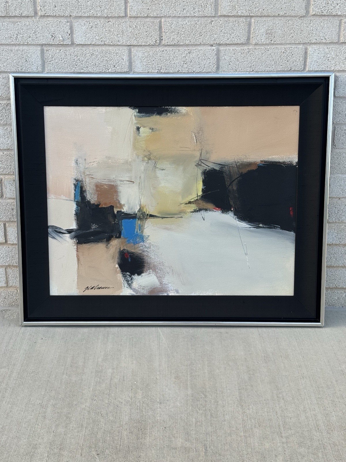 Vintage Post Modern Signed Original Framed Abstract Painting
