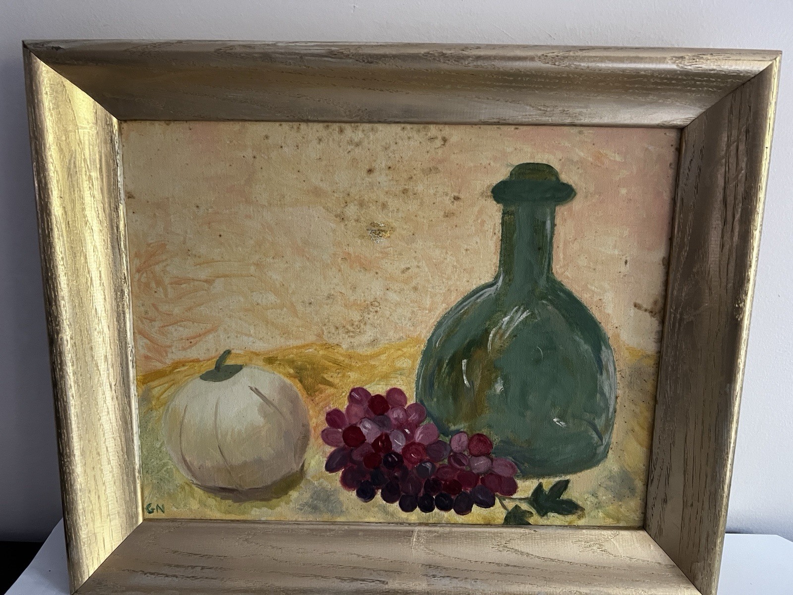 Vintage Still Life Fruit Oil On Canva Signed