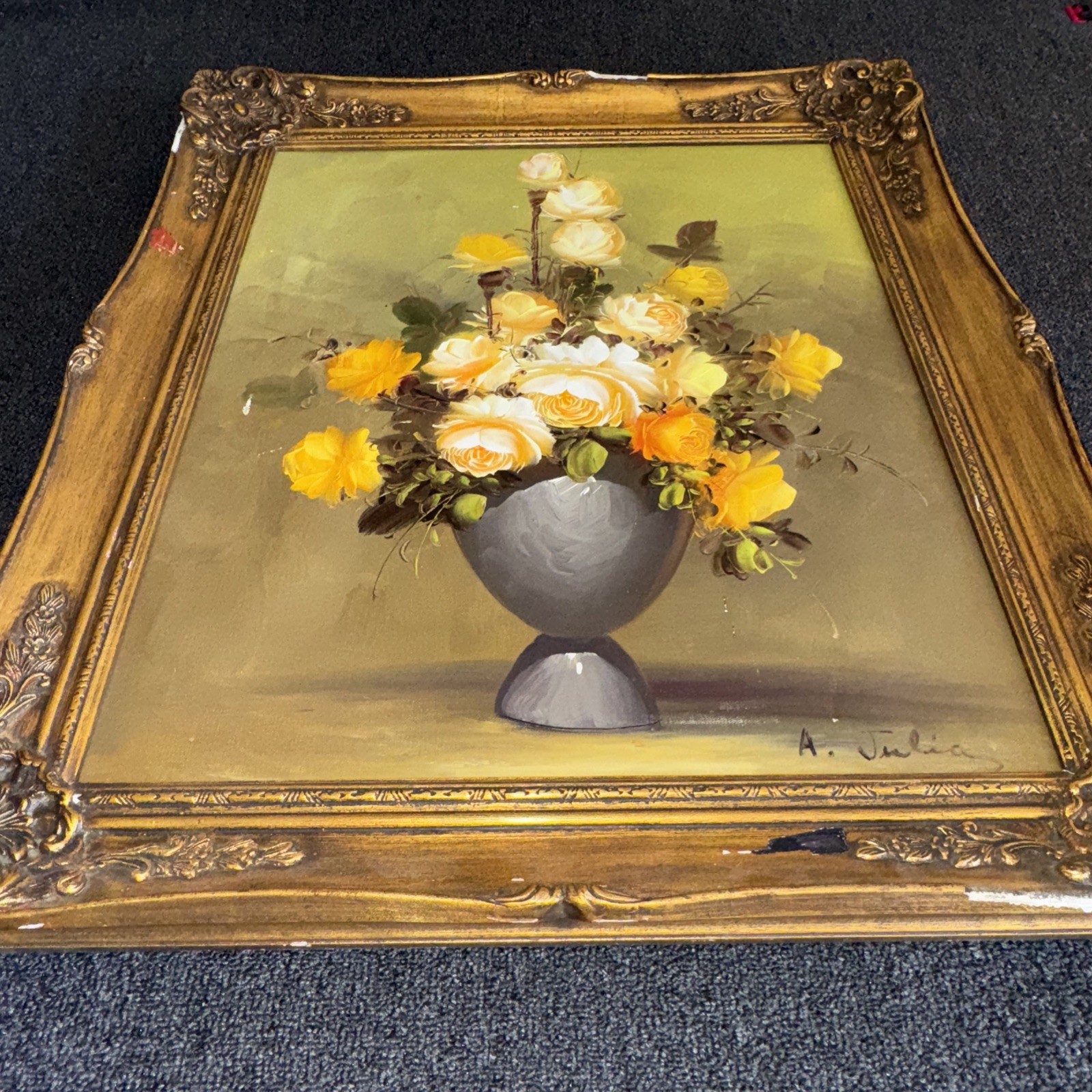 Original Painting By Ann Julia Rant Signed Flowers In Vase Still Life On Canvas