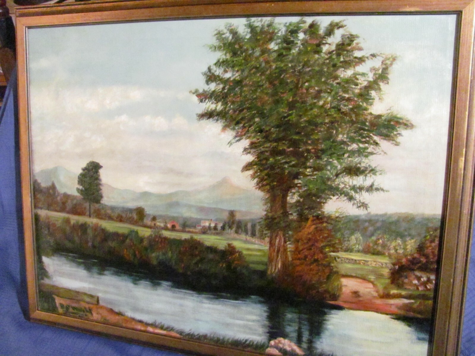 Winooski River Country, Montpelier, VT Antique Oil Painting c.1890’s