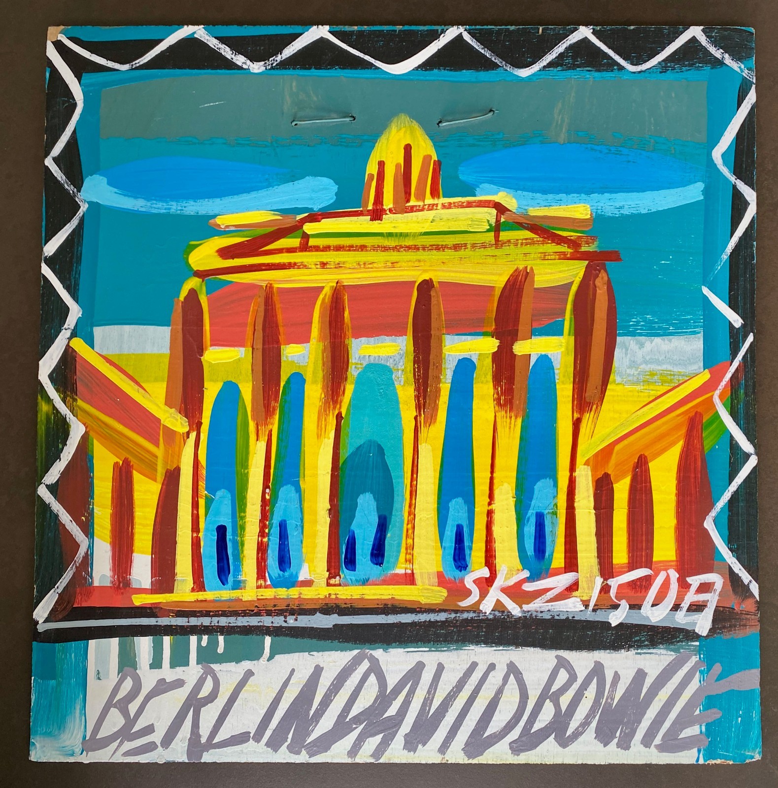 STEVE KEENE Art 17″ Original Painting – BERLIN DAVID BOWIE Brandenburg Gate 2008