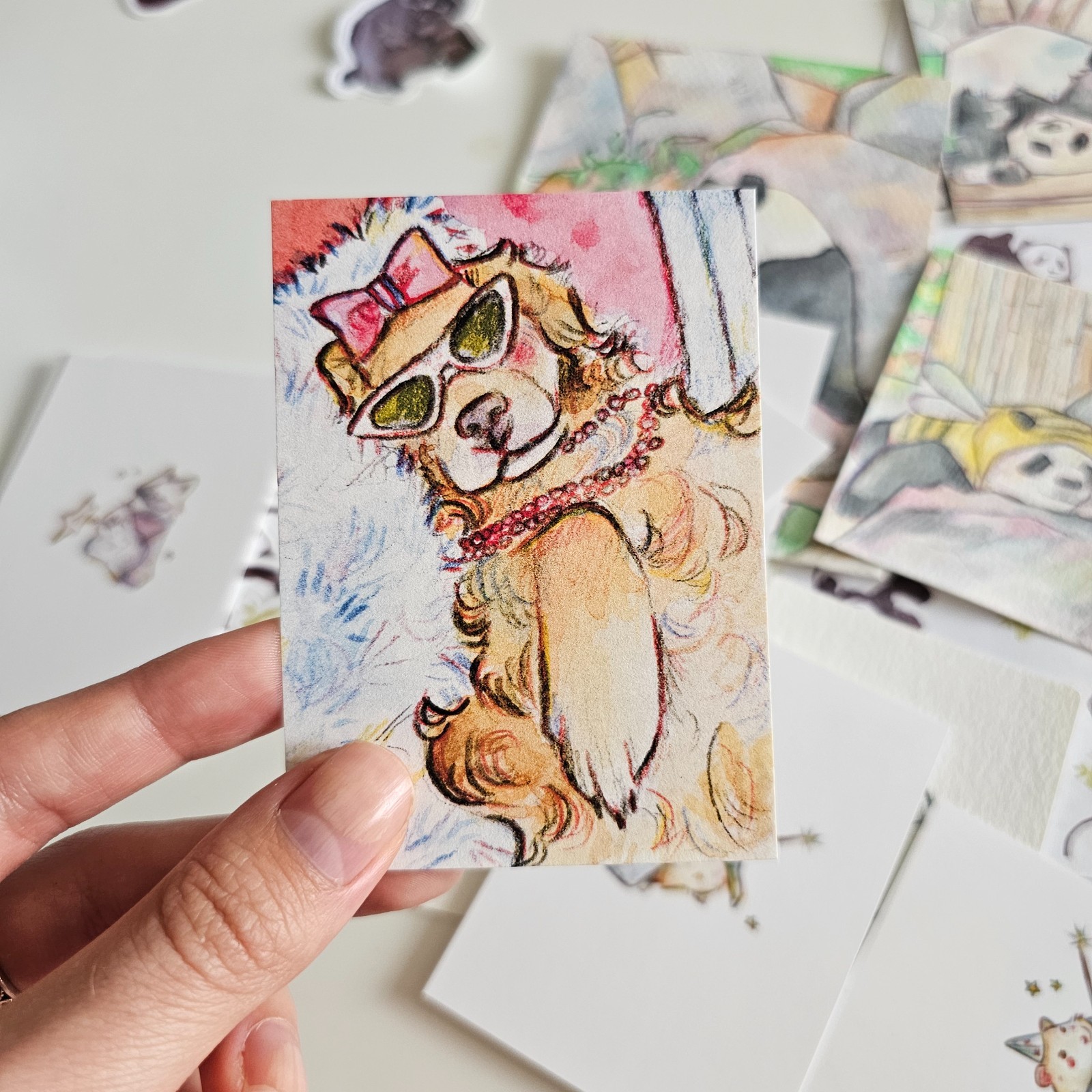 ACEO Print of Painting Golden Retriever in Watercolors Original Art by Colorpaw