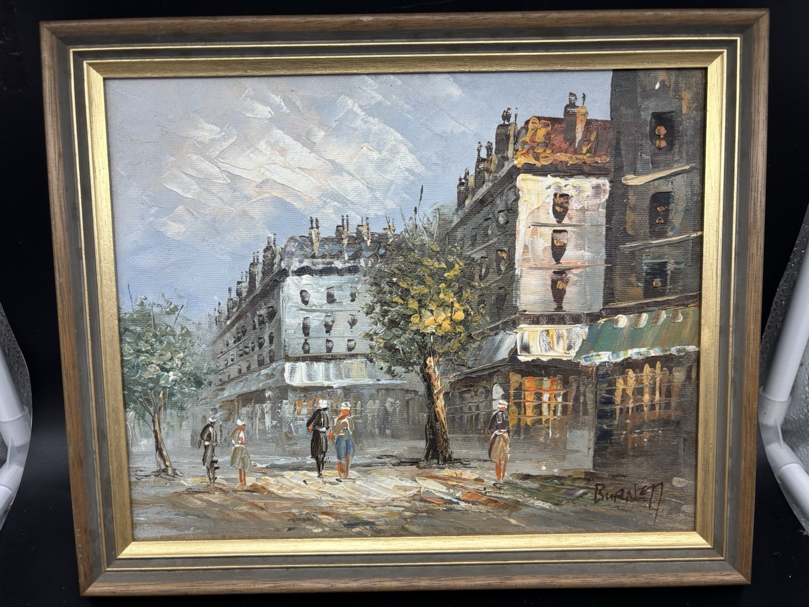 Vintage CAROLINE BURNETT «PARIS» Signed 8″ X 10″ Oil Painting Framed