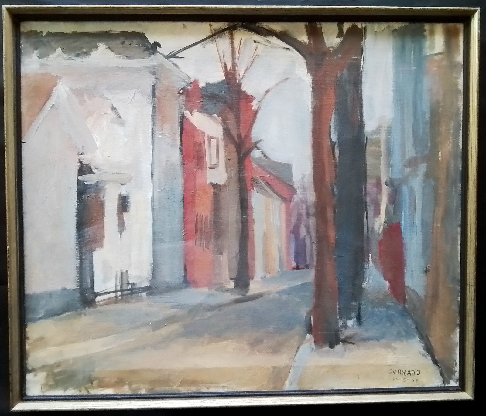 VINTAGE PROVIDENCE CITYSCAPE PAINTING~RI ARTIST~RISD CRITIC ALBA CORRADO~LOOK !