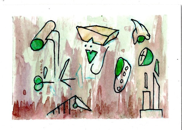 ACEO Art Card Original Watercolor Abstract HandPainted 2.5″ x 3.5″