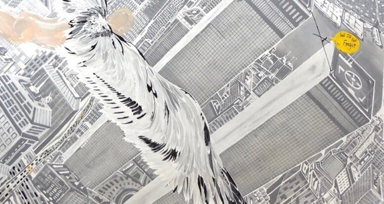 New york painting “JE ME SOUVIENT» 9/11 ORIGINAL 2005 UNIQUE . COA