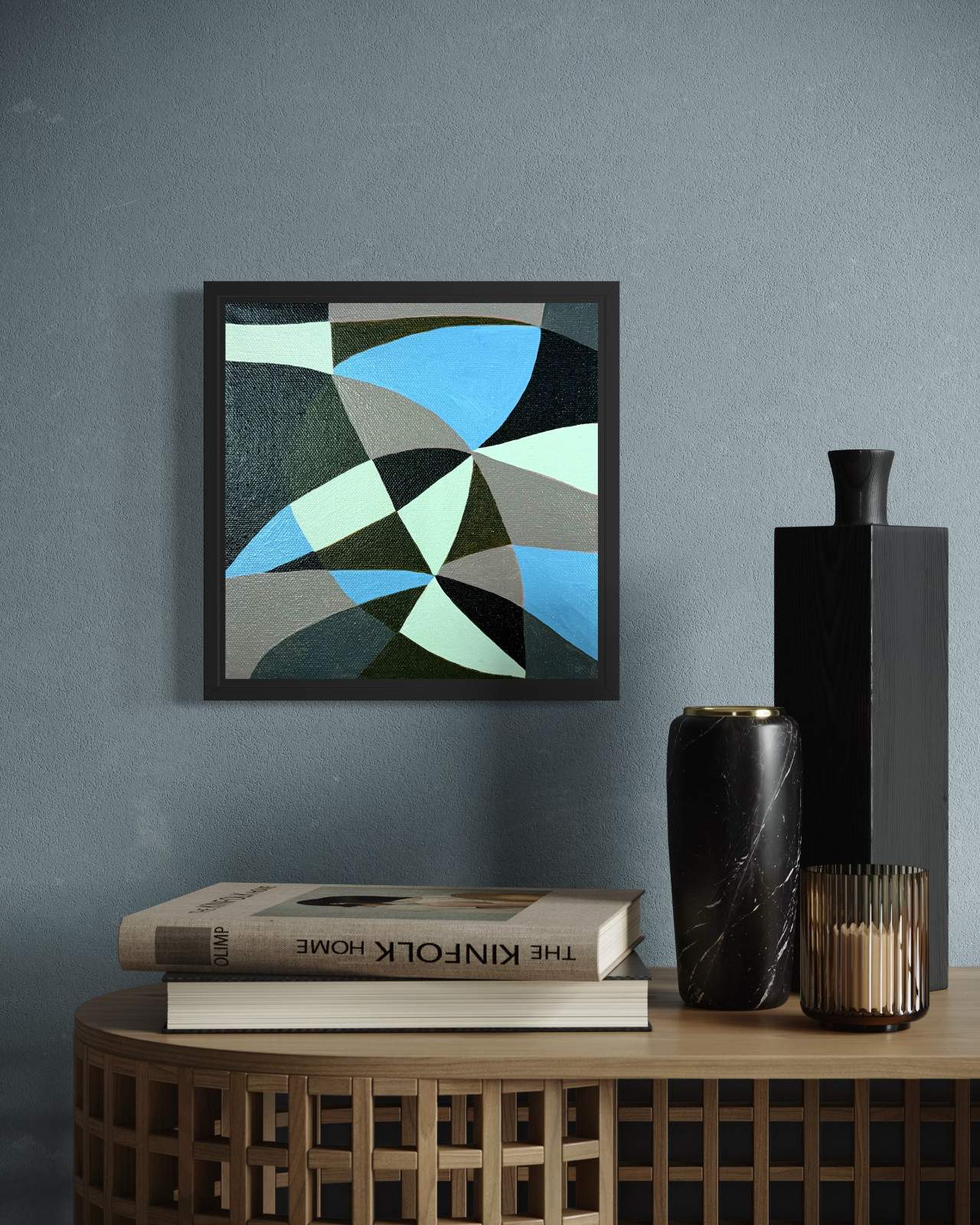 Original Abstract Mid Century Modern Acrylic Painting on Canvas 8×8 Wall Art