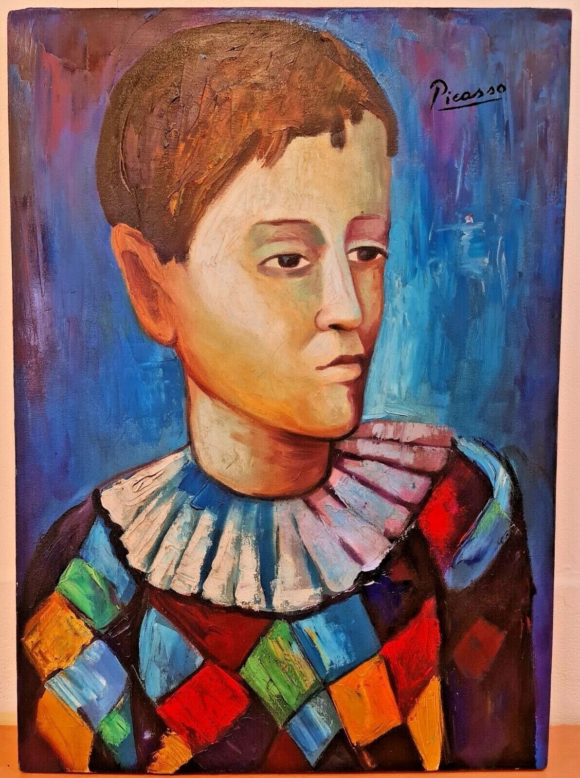 Pablo Picasso, Handmade Oil Painting On Canvas, Signed, Stamped 50cm x 70cm