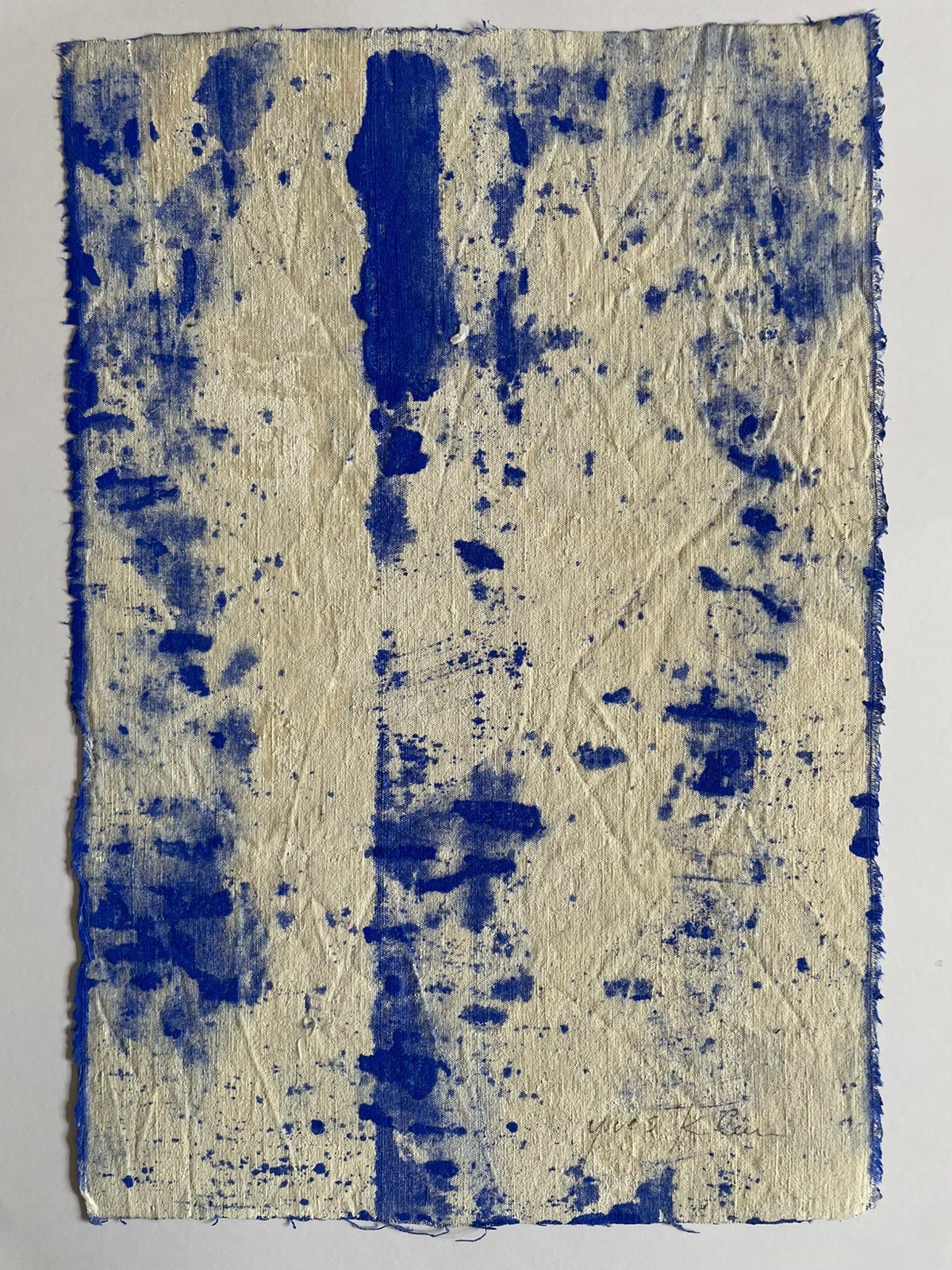 Yves Klein Monochrome Hand Painted Art Ultramarine Blue Canvas Blu France F51