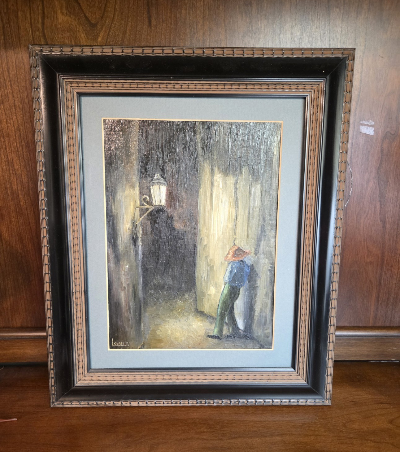 Lovasz Signed 1972 Framed Oil on Canvas Impressionist Street Lamp Scene Mexico