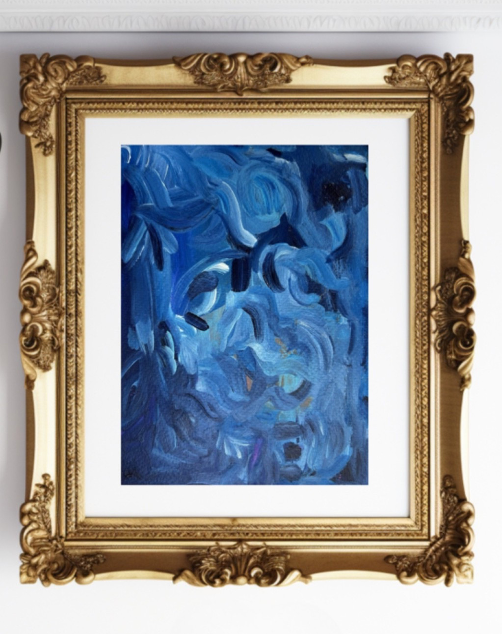 Abstract Modern Art Matted 8”x10” Original Blue Contemporary Painting Jimarieart