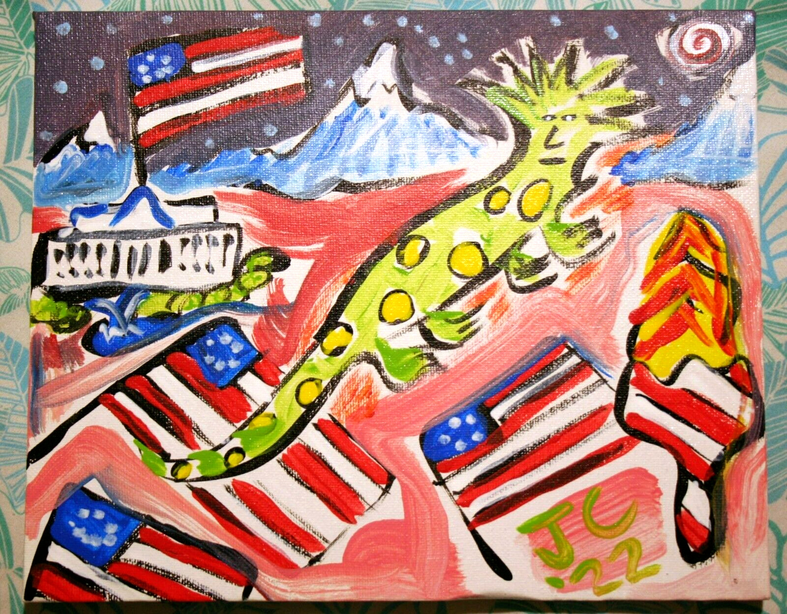 LIZARD LIBERTY Jr CHARLIE FAST OUTSIDER POLITICAL FOLK POP ART WHITEHOUSE UNREAL