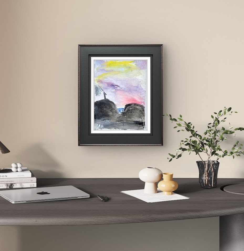 Fisherman’s Gap Contemporary Expressionist Original Painting On Paper 9×12
