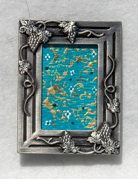 * DiGi PEWTER MINIS* Original Decorative Floral Art in Miniature Pewter Frames