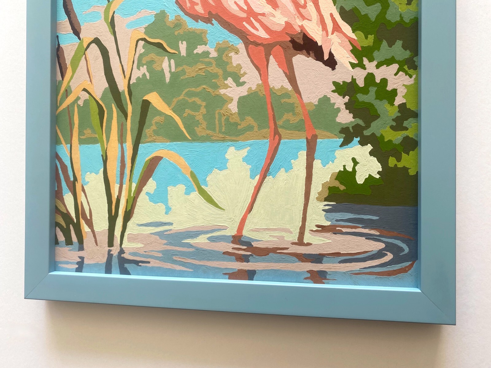 RARE VINTAGE 1950’S ART DECO PAINT BY NUMBER » FLAMINGO » CUSTOM FRAMED PAINTING